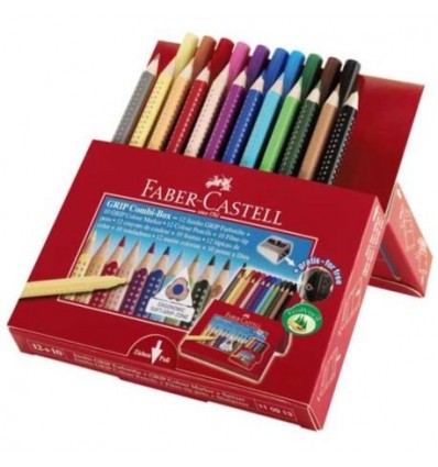 Pastelli e Pennarelli Colorati Jumbo Grip Combi-box 12+12 Faber Castell