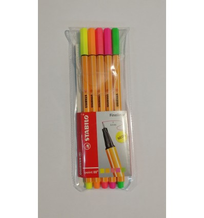 Penna Point 88 Fineliner Astuccio 5 Fluo Stabilo