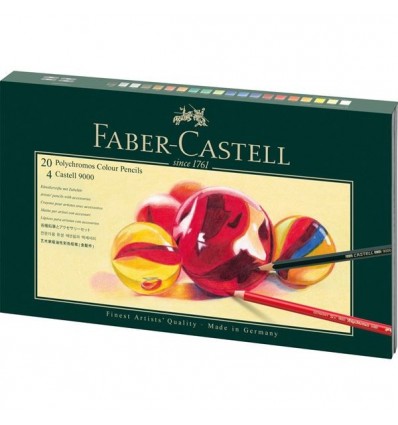 Pastelli Polychromos - Matite per Artisti - Set 20 pezzi + 4 Matite Castell 9000 Faber Castell