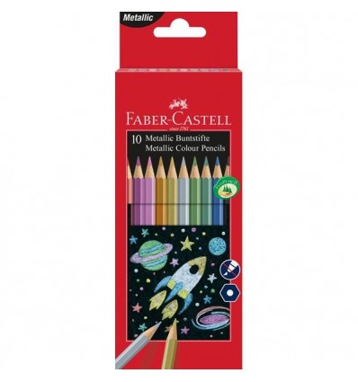 Matite colorate Metalliche Esagonali astuccio da 10 Faber Castell