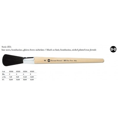 Pennello Bombasino pelo di Bue Nero Borciani e Bonazzi