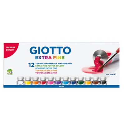 Tempera Giotto Extra Fine 12 colori assortiti - Tubo da 21ml Confezione Plastica Fila