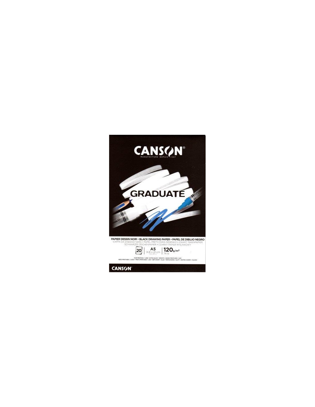 20 fogli colore: Bianco 240 g/m2 nero intenso A4 o 21 x 29,7 cm nero profondo Carta da disegno Canson Arts graphique Black 