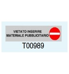 Targa Adesiva "Vietato inserire materiale pubblicitario" T00989 Letterfix