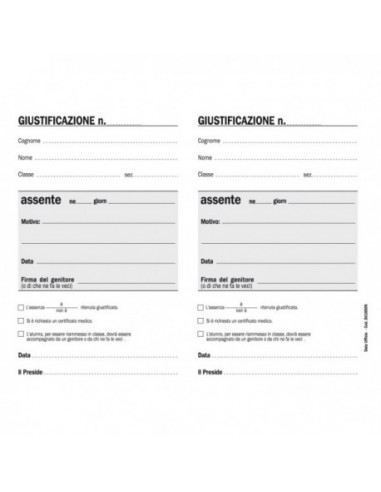 Blocco Libretto delle Giustificazioni...